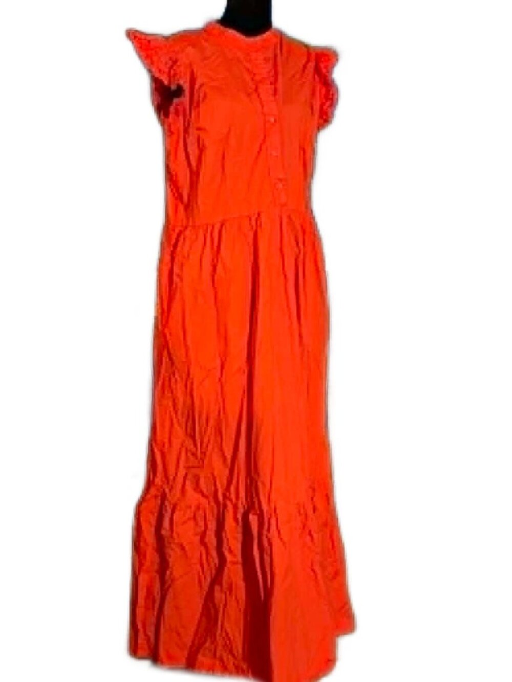 Who What Wear Orange Cotton Ruffle Maxi Dress XL Pockets Cottagecore Boho
